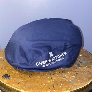 Chef’s Kitchen 2 panel flat cap snap brim dark blue hat NWOT Explora Journeys